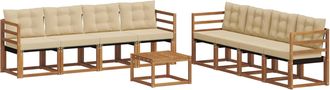 vidaXL Conjunto De Sof&aacute;s De Exterior 9 Uds. Natural Y Beige Vidaxl