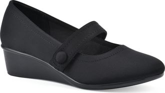 White Mountain Brightly Mary Jane Wedge Pump in Black/Nylon at Nordstrom Rack, Size 6.5