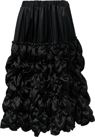 Comme Des Garçons Satijnen rok met gesmockt patroon - Zwart