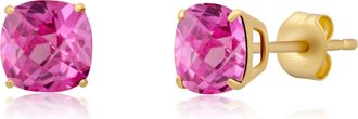 MAX + STONE 14k Yellow Gold 6MM Cushion Cut Gemstone Stud Earrings