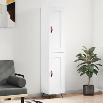 vidaXL Vidaxl - Aparador Alto Madera Contrachapada Blanco Brillo 34,5x34x180 Cm