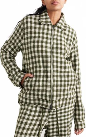 The Elder Statesman Gingham Decon Jacket In New Olive/white