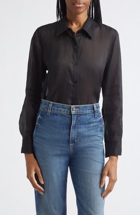 L'agence Ellery Ramie Button-Up Shirt in Black at Nordstrom, Size X-Small