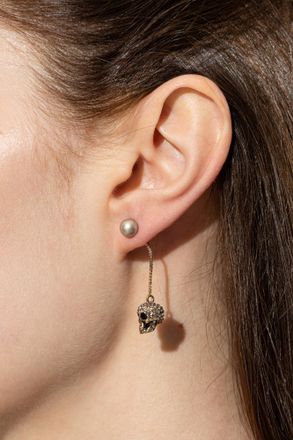 Alexander McQueen Earrings With A Distinctive Skull Motif, Womens, Gold