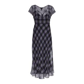 Marc Jacobs Kleedjes, Dames, Paars, S, Lange jurk met ruitpatroon