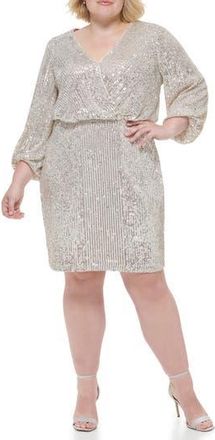 Eliza J Sequin Long Sleeve Cocktail Dress in Silver at Nordstrom Rack, Size 14W
