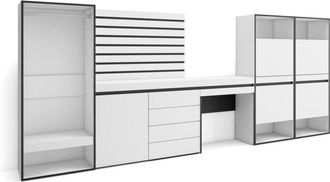 Skraut Home Skraut Home - Scarpiera, Mobile Salvaspazio, 357x145x35 cm, Camera da letto, stanza, Armadio Aperto, Cassettiera, Pannelli Decorativi, Tavolo da