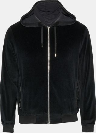 Versace Black Velvet Zip Up Medusa Hoodie