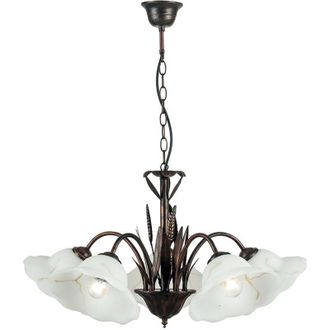 Fan Europe Sospensione byron in metallo effetto ruggine con cinque diffusori in vetro