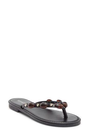 Top Moda Aria Studded Flip Flop in Black Pu at Nordstrom Rack, Size 7.5