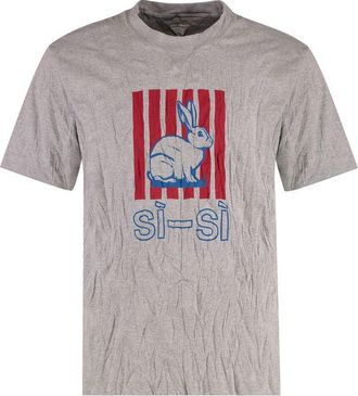 Bottega Veneta Graphic Rabbit-Print Crushed Cotton Jersey T-Shirt Clothing