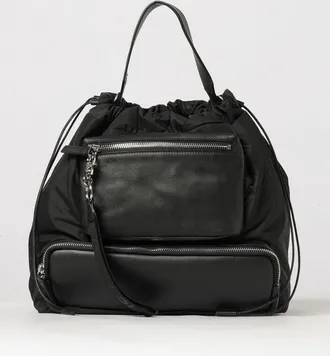 Vic Mati&eacute; Borsa a secchiello in nylon e pelle con chiusura a coulisse