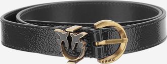 Pinko Black Textured Logo Belt