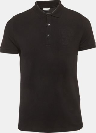 Versace Collection Black Medusa Embossed Cotton Polo T-Shirt