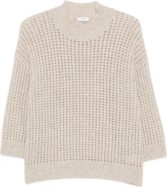 PESERICO Round-neck Truien - Dames - Ronde hals truien - Beige - M - Truien & Vesten