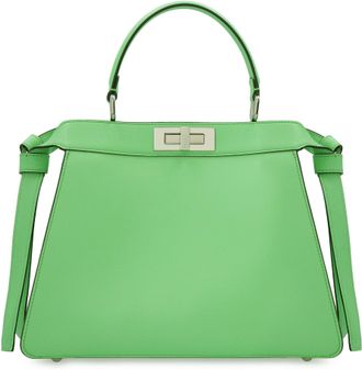 Fendi Womens Peekaboo Iseeu Leather Bag Green Calf Handbags Hand