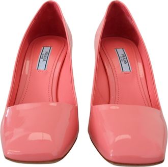 Prada Womens Patent Leather Block Heel Pink