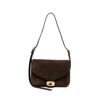 Balenciaga Suede Logo-buckle Shoulder Bag