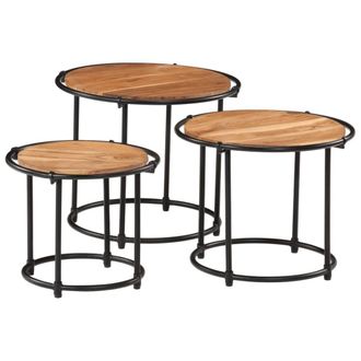Berkfield Home Nesting Tables 3 pcs Solid Wood Acacia in Brown