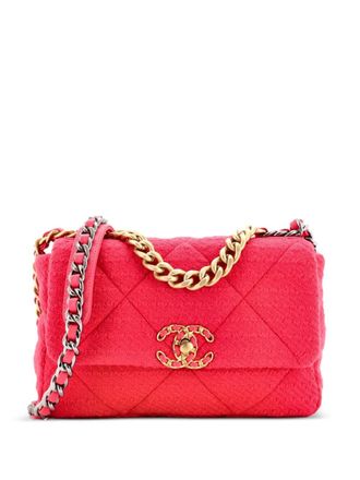 Chanel 19 Flap Bag Quilted Tweed Medium crossbody bag - Pink