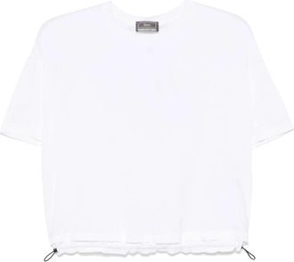 Herno Witte Sweater met Trekkoord Kraag - Dames - T-shirts - Wit - L - Katoen - Tops
