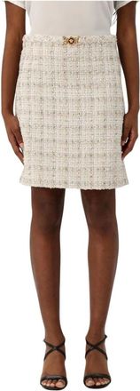 Versace Rokken, Dames, Beige, M, Tweed, Tweed Mini Rok met Gouden Gesp