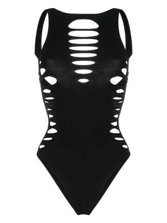 Versace cut-out swimsuit - women - Elastane/Polyamide - L/XL - Black