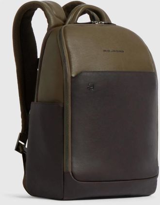 Piquadro Personaliseerbare laptoptas 14 - Heren - Rugzakken - Groen - ONE Size - Leer - Tassen