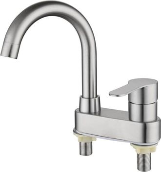 OEM Grifo Monomando Para Lavabo, Grifo De Lavabo De 2 Orificios, Acabado En N&iacute;quel Cepillado