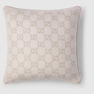 Gucci GG Wool Cashmere Jacquard Cushion, Beige