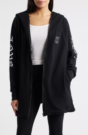 Nikki Lund Lundy Waffle Knit Jacket in Black at Nordstrom