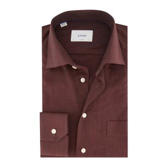 Eton Heren, Overhemden, Rood, Maat: 2XL Katoen