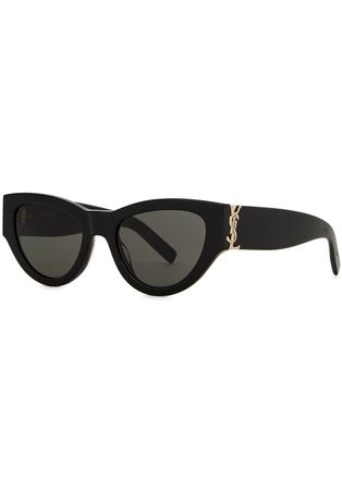 Saint Laurent Black Cat-eye Sunglasses, Sunglasses, Black, Grey Lenses