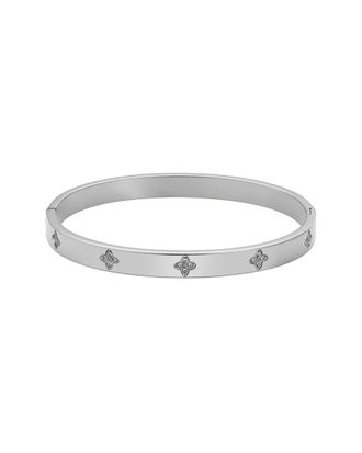 Adornia Adornia Stainless Steel Cz Pave Clover Cuff Bracelet