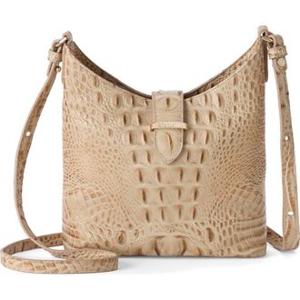 Brahmin Small Gwynne Croc Embossed Leather Crossbody Bag in Sandstorm at Nordstrom
