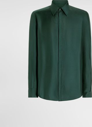 Dolce & Gabbana Martini Silk Twill Shirt - Man Shirts Green 40