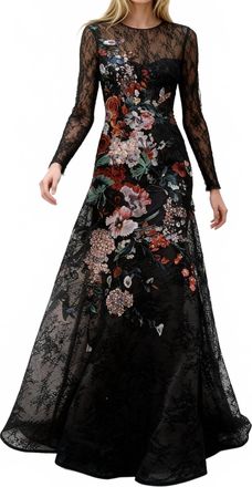Saiid Kobeisy Long-Sleeved Maxi Evening Dress In Black