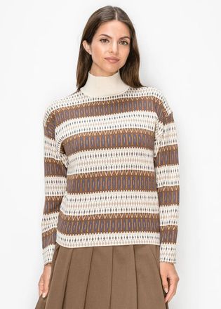 YAL New York Beige Fair Isle Sweater