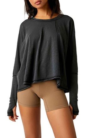 Free People FP Movement Never Better Ultra Lite Ten Laps Layer Top in Black at Nordstrom, Size X-Large