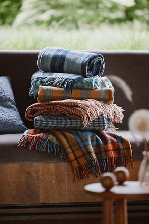 TBCo Navy Tartan Recycled Wool Throw