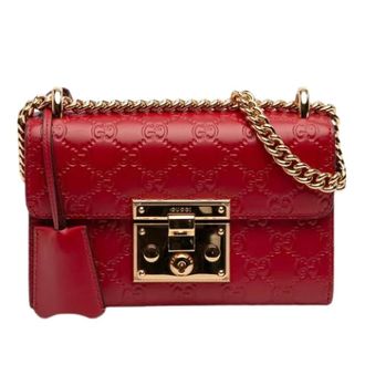 Gucci Pre-owned Cross Body Bags, female, Red, Size: ONE SIZE Pre-owned Padlock Crossbody Bag