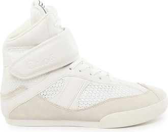 Chlo&eacute; Witte Mesh Sneakers met Leren Band - Dames - Sneakers - Wit - 40 EU - Wol - Schoenen
