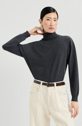 Brunello Cucinelli Cashmere sweater with monili in Anthracite at Nordstrom, Size Xx-Large Eu