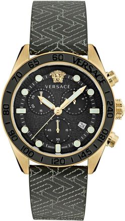 Versace Greca Dome Chrono - Heren - Horloges - Zwart - ONE Size - Accessoires