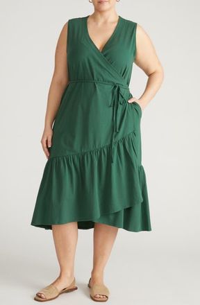 Universal Standard Twirl Tiered Wrap Dress in Conifer at Nordstrom, Size Xx-Large