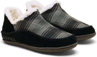 Sorel Manawan II Faux Fur Lined Slipper in Black/Grill at Nordstrom, Size 10