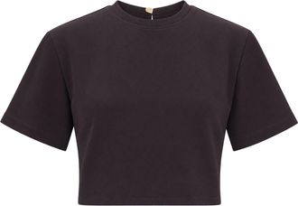Sessun Black Murza Mocambo Textured Satin Cropped Top