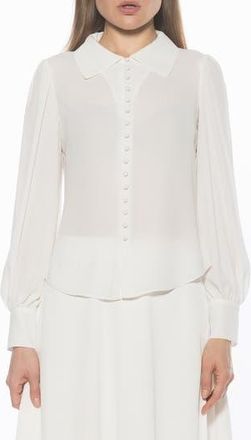 Alexia Admor Rah Covered Button-Down Top in Ivory at Nordstrom Rack, Size 10