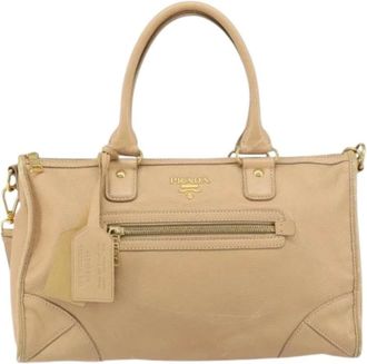 Prada Pre-owned Handbags, female, Beige, Size: ONE SIZE Pre-owned Leather Handbag