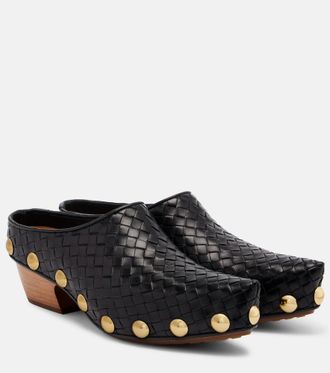 Bottega Veneta Gondola Intrecciato studded leather clogs